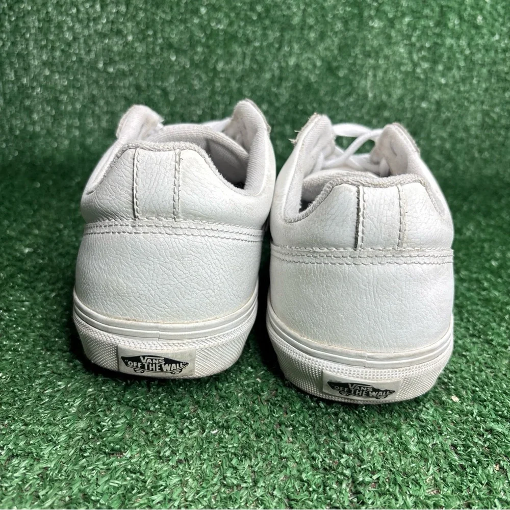Vans Leather Trainers Triple White Skate Sport Shoes Mens Size‎ 9.5